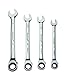 Crescent FRRM4 4 Piece 10-Millimeter to 15-Millimeter 72 Tooth Reversible Ratcheting Combination Wrench Set