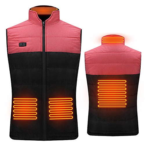 Beheizbare Heizweste,Smart Thermostat elektrische Heizweste, Männer und Frauen USB Dual Control elektrische Heizweste-Rosa_3XL