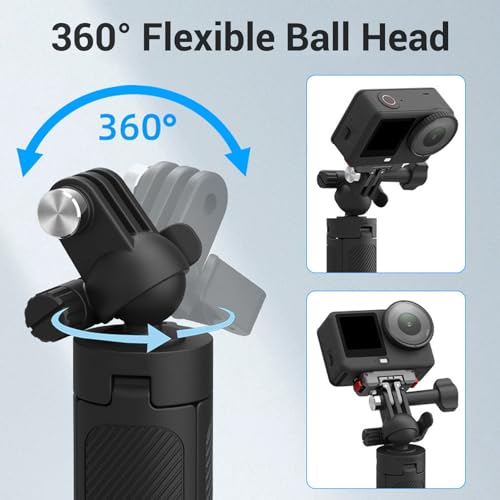 Trépied perche à selfie pour 3 caméras d'action Akozon extensible léger avec rotule 360 - 3