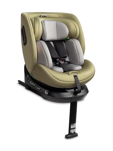 CARETERO - Reboarder 360 Drehbar mit Isofix - 4in1 Babyschale und Kindersitz Auto Gruppe 0-3, für Kinder 40-150 cm, mit Station, verstellbare Rückenlehne, Stützfuß - Bosco Olivgrün