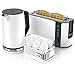 Produktbild Arendo - Wasserkocher mit Toaster SET und Eierkocher SET Edelstahl Weiß matt Wasserkocher 1,5L 40° - 100°C, Toaster 2 Scheiben LED-Display 6 Bräunungsgrade Eierkocher 1-6 Eier Messbecher BPA frei