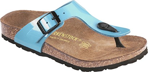 Image of Birkenstock Gizeh, Women's Sandals, Blue Blue Lack, 2 UK Narrow