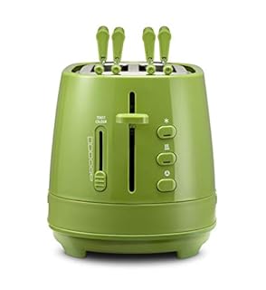 De'Longhi CTLAP2203.GR Tostapane con Pinze, Controllo Progressivo del Grado di Tostatura, Indicatori Luminosi, Cassetto Raccoglibriciole, Piedini Antiscivolo, Potenza 550 Watt, Plastica, Verde