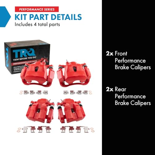 Image of TRQ Front and Rear Brake Caliper Set Performance Coated Brackets Compatible with 2006-2011 Toyota RAV4