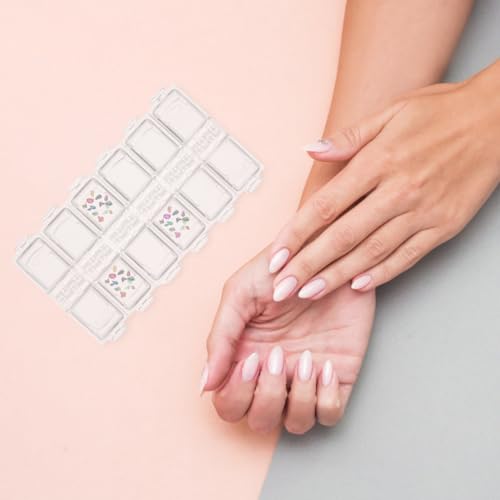 Image of Ipetboom Clear Acrylic 12 Compartments Nail Art Box, Rhinestones Beads Storage Organizer Case for Nail Diamond, Portable Small Jewelry Accessories Container, 5.12X2.95X0.59In