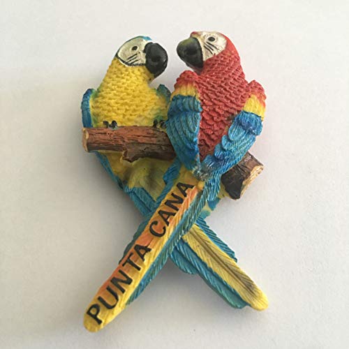Imán de nevera macaw bird Punta Cana Dominica 3D resina miniatura 3