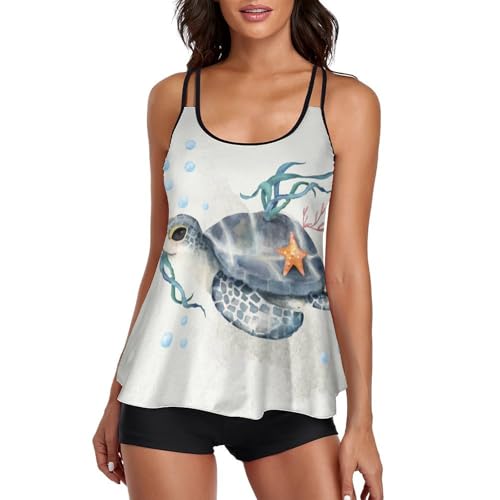 Maillot de bain tankini tortue avec short de garçon pour un maintien parfait