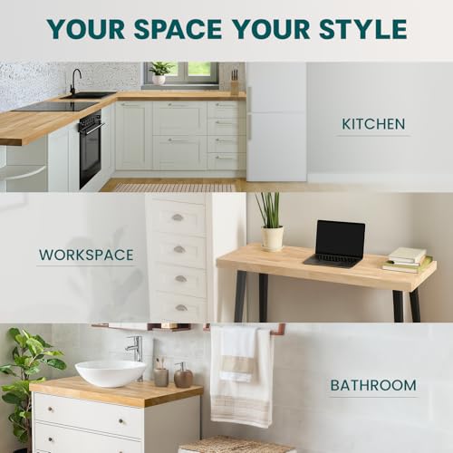 Bme Hevea Solid Wood Butcher Block Countertop, Unfinished Butcher Block Table Top for DIY Washer Dryer/Island/Kitchen Countertop, 36" L x 25" W x 1.5" Th by Bme - Image 2