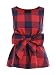WDIRA Women's Sleeveless Belted Checkered Shell Top Blouse Red M