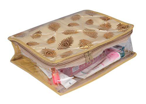 Image of Makeup Pouches Necklace Earrings Cosmetic Vanity Storage Box Jewellery Organizer Toiletry Organizer Pouch for Women Set of 10 Colour- Gold