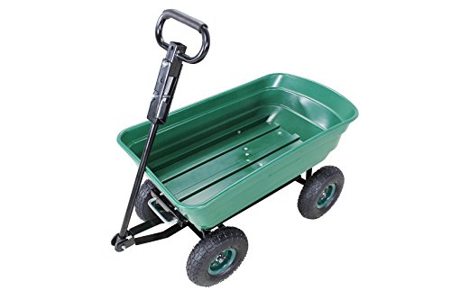 Miweba Bollerwagen Dumper | 𝟑𝟎𝟎 kg Traglast - Luftreifen - Volumen 75 L - Kippfunktion - Sackkarre - Schubkarre - Transportwagen - Kinderwagen - Handwagen - Gartenwagen - Wagen - Kippwagen (Grün)