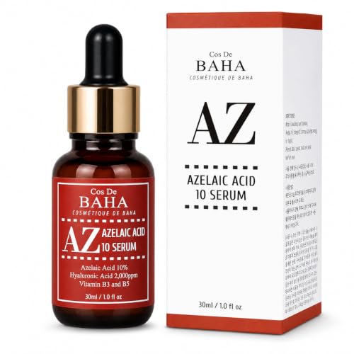 Azelaic Acid 10% Facial Serum with Niacinamide - Fast Rosacea Skin Care Product + Reduce Cystic Acne Scar + Redness Relief Face + Pimple Pigmentation Blackhead 1 Fl Oz (30ml)