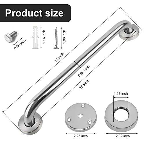 2 Pack 16 Inch Shower Grab Bars, Lonvichtt Stainless Steel Shower Handle, Bathroom Safety Bars, Elderly, Pregnant, Handicap Senior Assist Bath Handle #TOP1