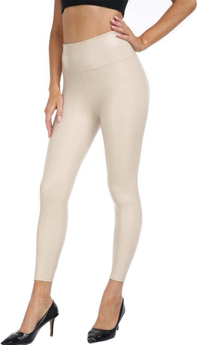 Women's Faux Leather Leggings High Waisted Leather Pants Tummy Control PU Slim Comfy Sexy Pleather Pants Tights - Image 5