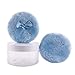 WXJ13 2 Pcs 3.5 inch Large Blue Fluffy Powder Puff for Body and Transparent Storage Box, Round Powder Loose Puff with Ribbon Bow Handle for Face & Body