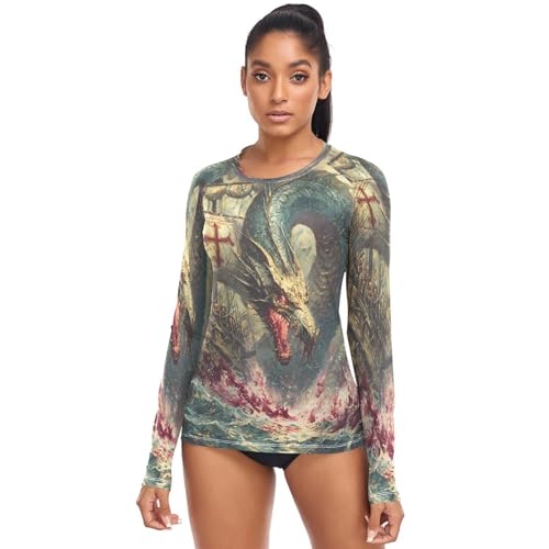 Amazon.com: ALAZA Sea Dragon Boat Women's Rash Guard Long Sleeve