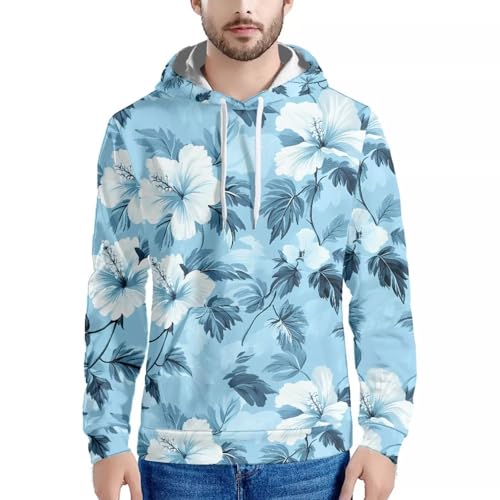 Image of Forchrinse Green Palm Tree Sea Beach Mens Hoodies Pullover Long Sleeve Fleece Hoodie Cozy Sport Casual Outwear