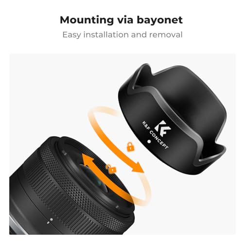 Image of K&F CONCEPT Lens Hood Compatible with Canon EF-M 15-45mm f /3.5-6.3 is STM & RF-S 18-45mm f /4.5-6.3 is STM Lens, Snap on Camera Lens Shade Replaces EW-53 Hood