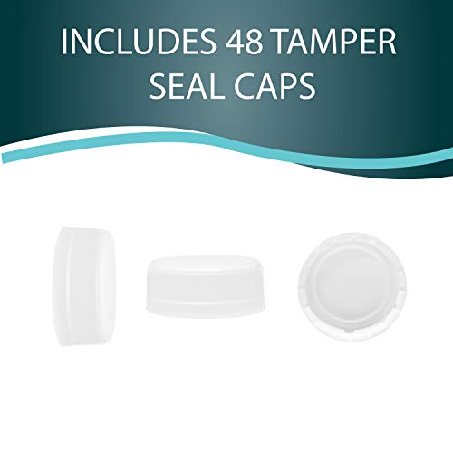 12 Oz Empty Pet Plastic Juice Bottles - Pack Of 48 Reusable Clear Disposable Milk Bulk Containers With White Tamper Evident Caps Lids (White, 12 Oz) #TOP2