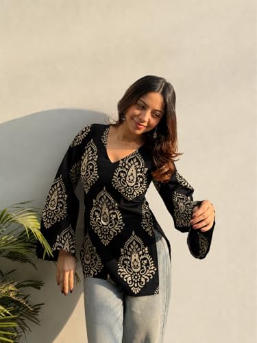 Image of ANNI Designer Cotton Short Kurti for Women | Stylish Kurti | Short Kurti Top | Casual Kurta for Women | Comfortable Cotton Kurtis for Womens