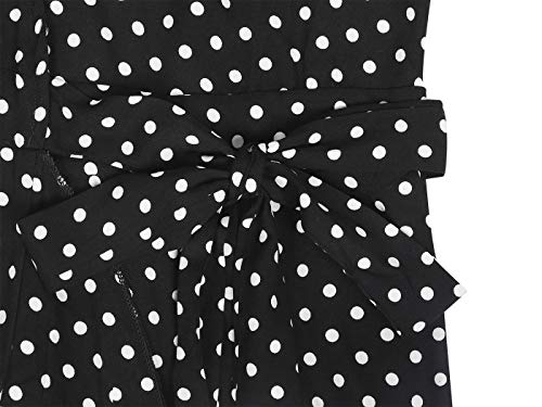 Eledobby Vestidos Femininos com Decote em V Bolinhas Compridas com Babados Vestido com Renda na Cint