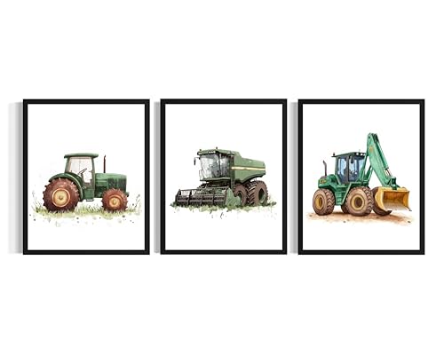 Farm Tractor Nursery Art Print Poster, (Set of 3) Kids