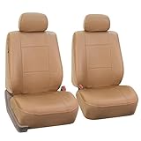 FH Group Automotive Car Seat Cover Premium PU Leather Front Pair Set Seat Covers Airbag Compatible Easy to Install with Air Freshener - Universal Fit for Cars Trucks and SUVs (Beige) PU002102