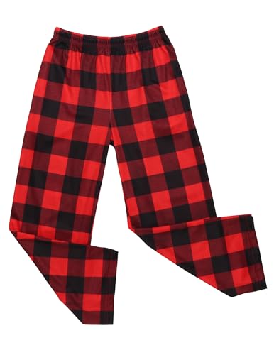 Ekouaer Boys Pajama Pants Soft Plaid Long Pj Pants Kids Cute Elastic Waist SLeep Bottoms with 2 Pockets 6-14 Years2