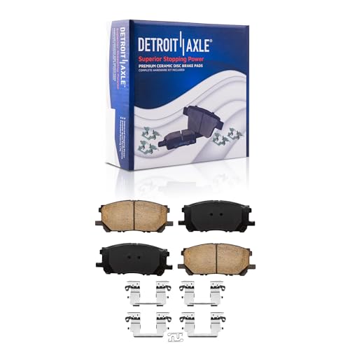 Image of Detroit Axle - Brake Pads for Toyota Highlander Hybrid, Lexus RX330 RX350 RX400h, Ceramic Brake Pads w /Hardware Front Rear Replacement Brakes