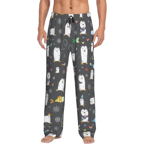Mens Pajama Pants Bottoms with Pockets, funny penguin Comfort Pj Lounge Pants Soft Sleep Pants for Men2