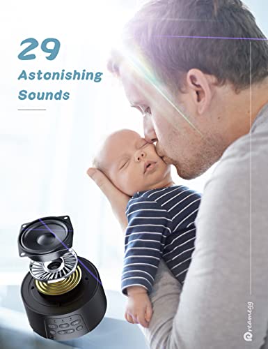Dreamegg D3 White Noise Machine - Rechargeable Sound Machines for Sleeping, 24 Non-Looping HiFi Sounds, Continuous or Timer, Portable Sleep Machines for Baby Adults Travel Office Privacy