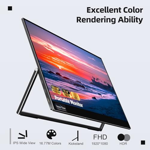 InnoView Portable Monitor for Laptop, 15.6 Inch FHD 1080P IPS Eye Care Screen with Stand 180° Adjustable, Dual Speaker Travel Monitor for Laptop PC MAC Phone PS5/4 Xbox Switch by InnoView - Used condition - Image 3