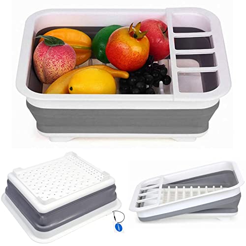 Casaphoria Collapsible Small Dish Dryer Foldable Dish Drying Rack Large Dishes Over The Sink For Kitchen Counter Plate Rack,Plastic Portable Dinnerware Organizer-Space Saving Kitchen Storage Tray #TOP7