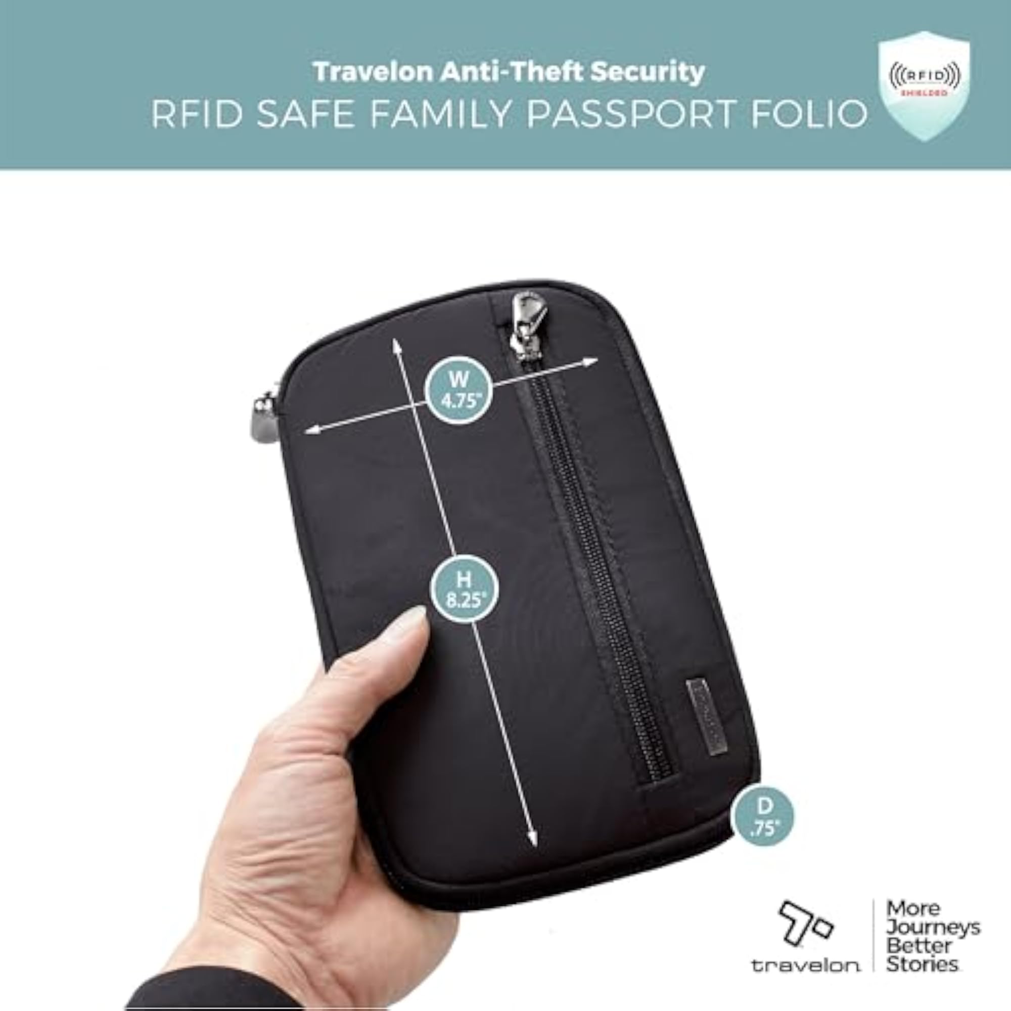 RFID Blocking Family Passport Wallet, Black