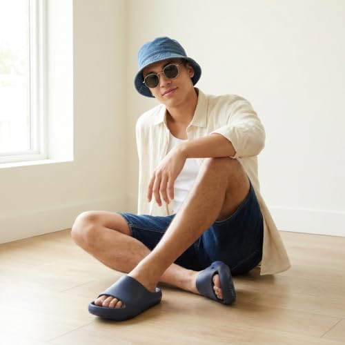 CUSHIONAIRE Galaxy Cloud Slides for Men, Soft Waterproof Recovery Sandals with Molded Footbed and Non Slip Outsole, NAVY 10 by CUSHIONAIRE - Image 6