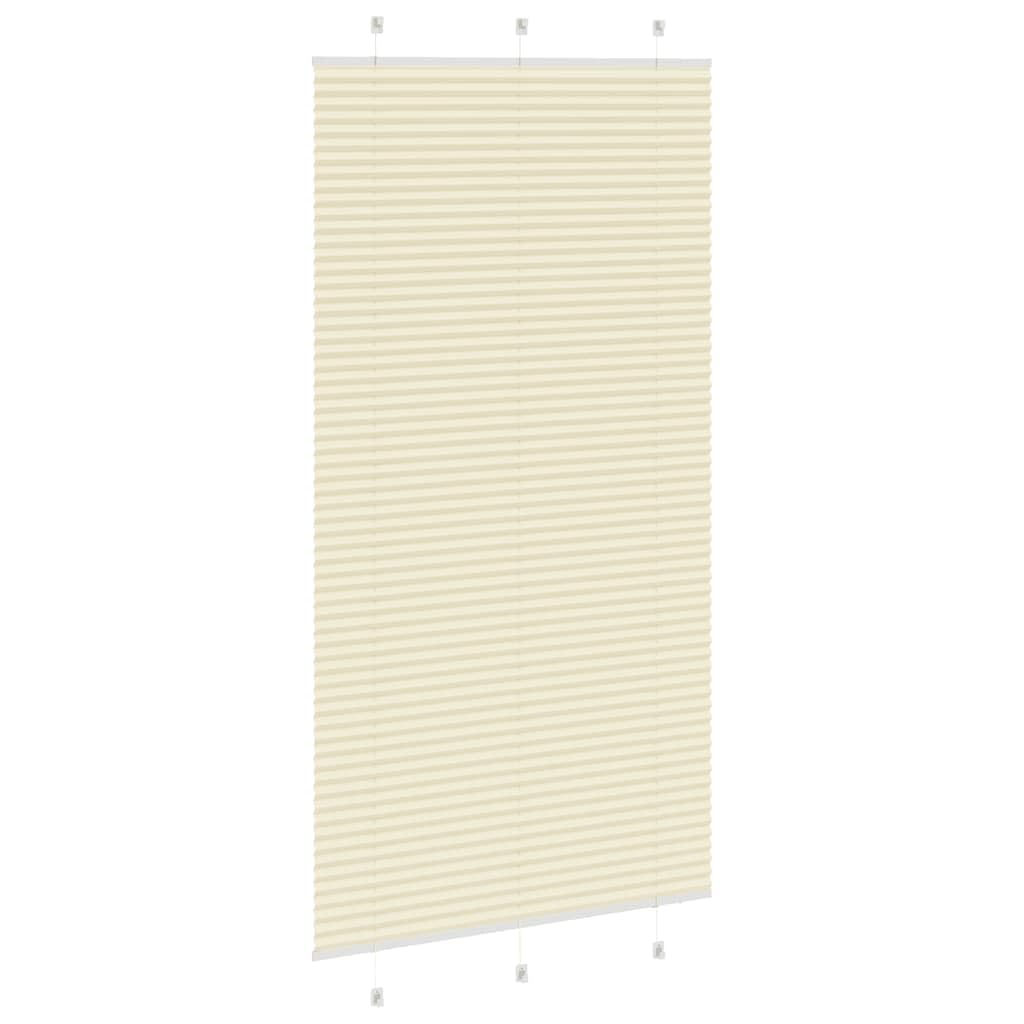 Estor plisado crema 110 x 200 cm, protección visual sin agujeros, 100% poliéster, protección solar para ventanas, balcón, baño y oficina