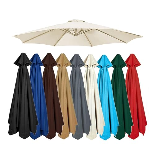 Wetterfester Sonnenschirm Ersatzbezug 6/8 Arme, Wasserabweisend UV-Schutz Außen Parasol Sonnenschutz für Garten Strand Terrasse，Beige，8 Rippen: 400 cm