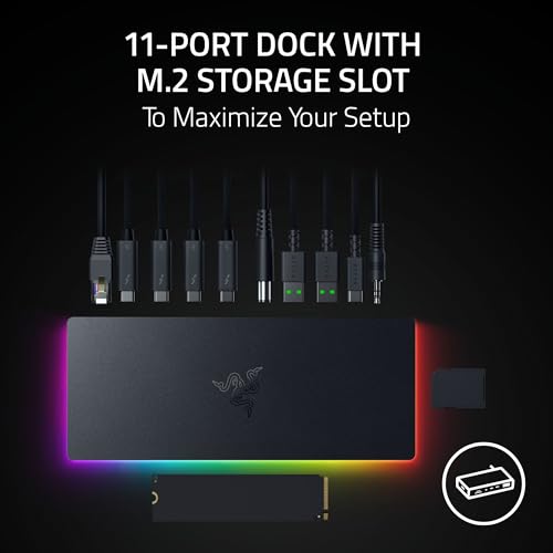 Image of Razer Thunderbolt 5 Dock Chroma: 10 Ports w /M.2 Storage Slot - Triple 4K Displays at 144 Hz or Single 8K at 60 Hz - Thunderbolt Share Enabled - 140W Power Delivery - Connect 3 TB5 Devices - Black