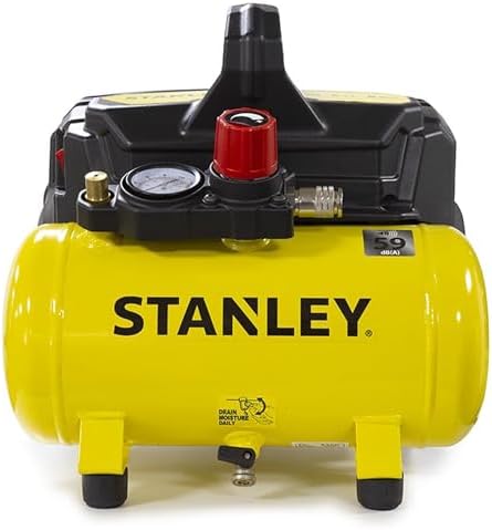 Stanley Silent Kompressor DST 100/8/6 Flüster Druckluftkompressor | Leise Kompressor Tragbar I 8 bar I Ansaugleistung 105 l/min I 59db I 750W / 1 PS I Kompakt und ölfrei
