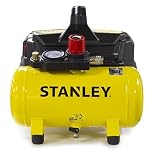 Stanley Compresseur à Air DN200/8/6 - Gonfleur Pneus Voiture 8 Bar - Compresseur Portatif avec Capacité de 6L - sans Huile 105L/Min - Avec Poignée et Pieds Antidérapants - pour Outils Pneumatiques