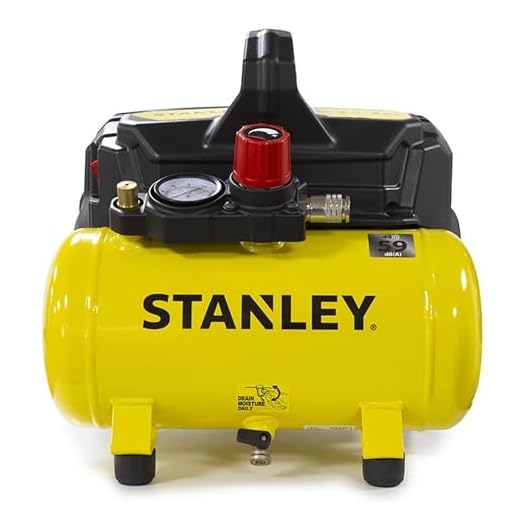 Stanley Kompressor DN200/8/6 - Luftkompressor 8 Bar - Füsterkompressor mit 6L Tankkapazität - Ölfreie Saugkompressor 105L/Min - Mit Griff und Anti-Rutsch-Füßen - Geeignet für Druckluftwerkzeuge