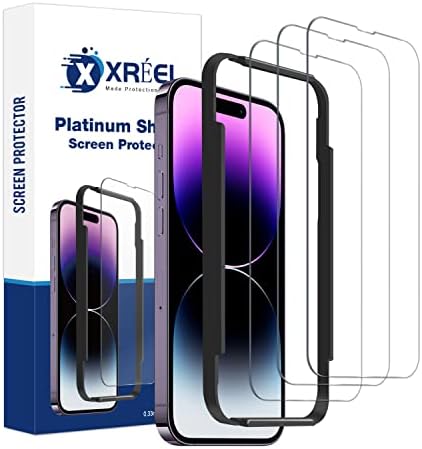 Xréel Platinum Shield Compatible with [iPhone 14 Pro Max], Tempered Glass Screen Protector (3 Pack), 9H Hardness, Scratch Resistance, Ultra HD, Bubble Free, Case friendly and Easy to Install. (Installation Aid Tool Included)