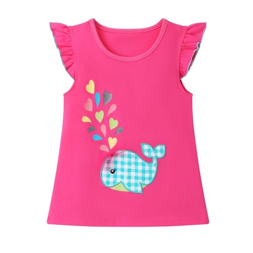Image of HILEELANG Girls Cotton Short Set Summer 2 Piece Outfit T Shirt Shorts | 100% Cotton, Soft Breathable Fabric, 2 Piece Outfit Set, Elastic Waist, Summer Comfort for Toddler Little Girls