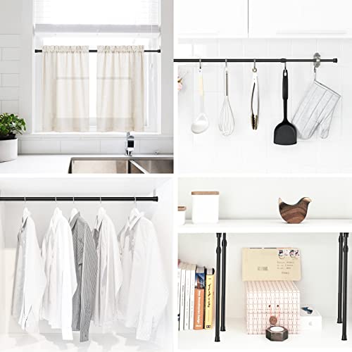 Aizesi 2Pcs Tension Rod Tier Window Short Curtain Rod,16 To 28Inch,Black,Small Short Expandable Spring Loaded Curtain Tension Rods For Cupboard,Kitchen，Small Window #TOP4
