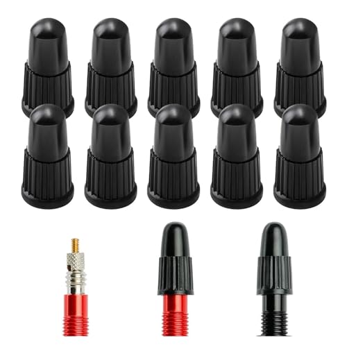 Tapas negras para válvulas de bicicleta, tapones de polvo y aire de plástico para llantas — para bicicletas de montaña (MTB), carretera y urbanas (10 unidades) miniatura 5