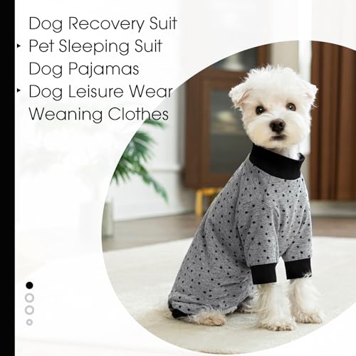 Image of Dog Surgery Recovery Suit for Small Dogs, 4-Legged Dog Onesie After Surgery with Back Snaps, Breathable Cotton Spay and Neuter Bodysuit for Female and Male Dogs