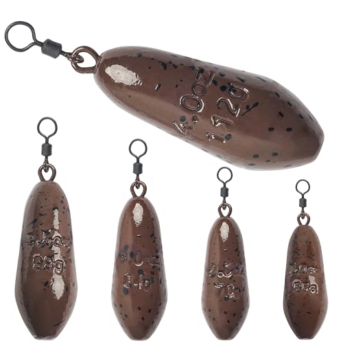 Tear Drop Shot Weights Fishing Sinkers Fishing Weights with Brass Swivels for Bass Fishing Dropshot Rig Freshwater Fishing Lead Sinker Saltwater ?2OZ-6PCS?