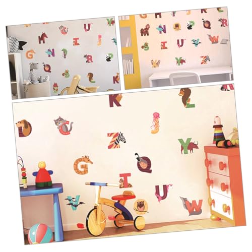 Vinilos decorativos de alfabeto con animales, 26 piezas, PVC educativo miniatura 6