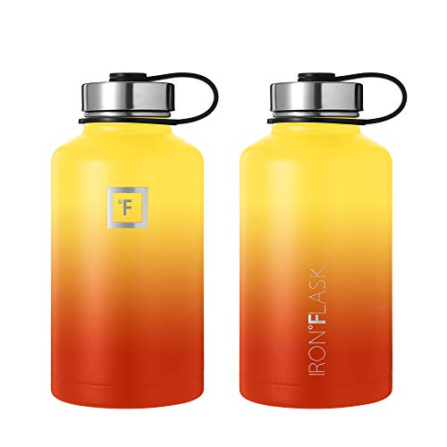 Iron °Flask Sports Water Bottle - 64 Oz, 3 Lids (Spout Lid), Leak Proof, Vacuum Insulated Stainless Steel, Double Walled, Thermo Mug, Metal Canteen #TOP3