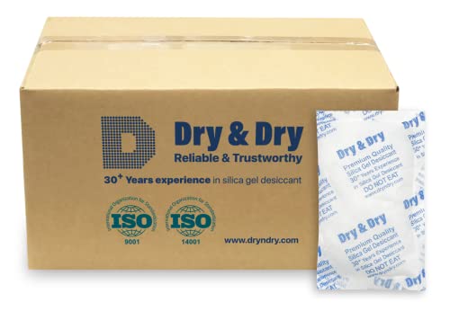 Image of Dry & Dry 100 Gram [200 Packets] Silica Gel Packets Desiccants, Silica Packets - Rechargeable Moisture Absorbers for Food Storage, Electronics, 3D Filament & Safes